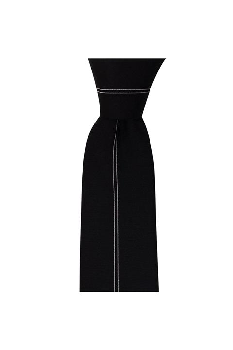 1001 Kravat Siyah Panel Desenli 7 Cm Genişliğinde Ipek Kravat