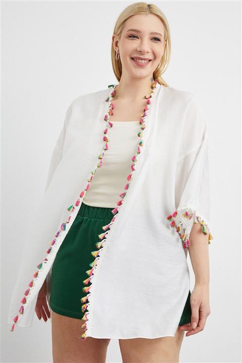 Curly Kadın Kemik Püsküllü Kimono