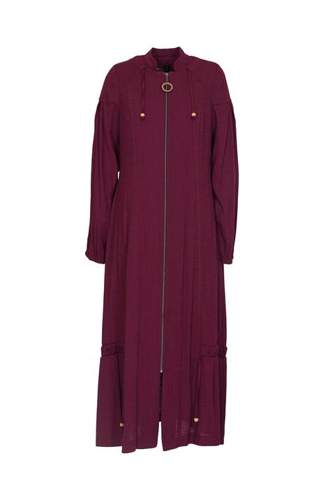 Soydan Güner Kadın Genç Büyük Beden Ara Boy Fermuar Kapama Yazlık Pardesü Bordo 5322