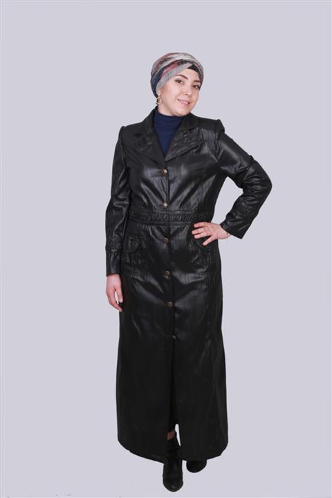 Bilgiçler Kadın Siyah Deri Pardesü