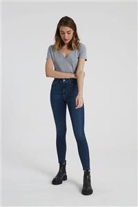 CROSS JEANS Judy Koyu Taş Indigo Yüksek Bel Skinny Fit Jean Pantolon