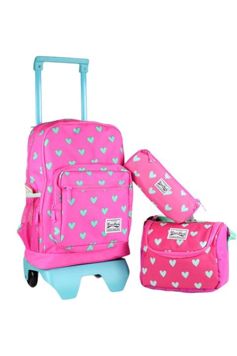 Yaygan Coral High 23113 Kalp Desenli 3'lü Çekçekli Okul Çantası Seti