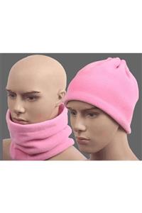 Go İthalat Polar Bere Boyunluk Unisex - Pembe