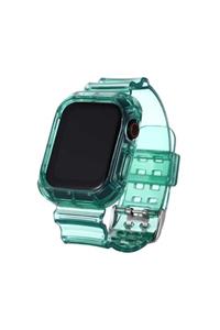 Apple Watch Seri 2/3/4/5/6/se 44mm Uyumlu Nezih Case Silikon Kordon Yeşil