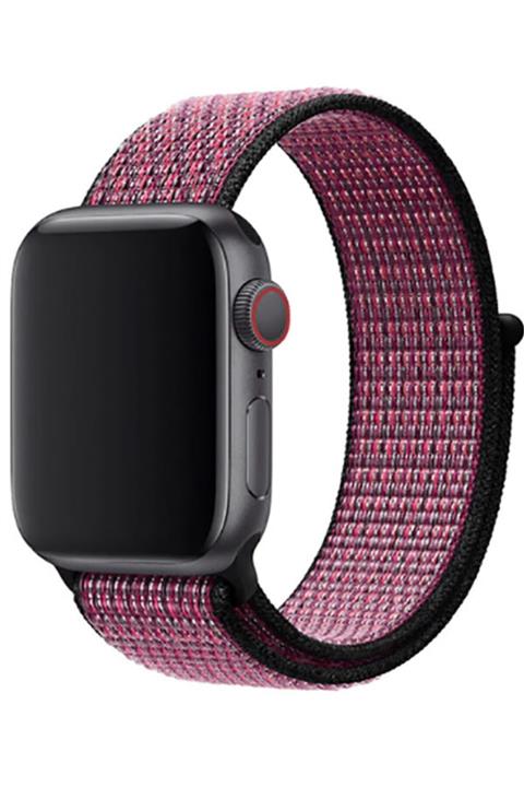 Apple Watch 1 2 3 4 5 6 Se 44 Mm Örgülü Lüks Kordon True Berry + Popsocket