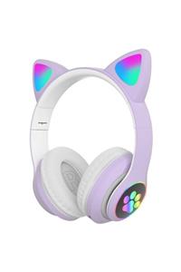 Ally 23m Kedi Kulak Kulaküstü Bluetooth 5.0 Kablosuz Kulaklık Led Işıklı