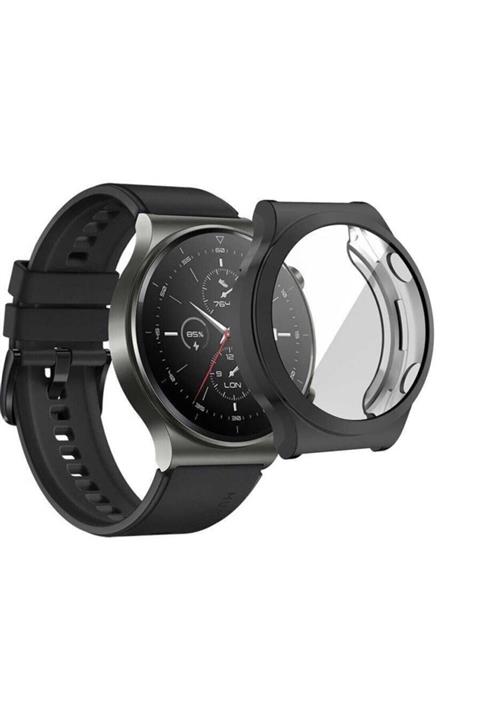GTC Huawei Gt2 Pro 46mm Akıllı Saat Uyumlu Önü Kapalı Tasarım Siyah Silikon Kılıf
