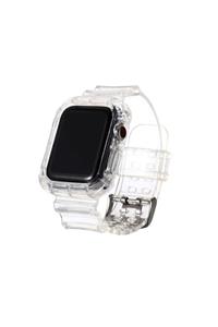 Apple Watch Seri 2/3/4/5/6/se 42mm Uyumlu Nezih Case Silikon Kordon Şeffaf