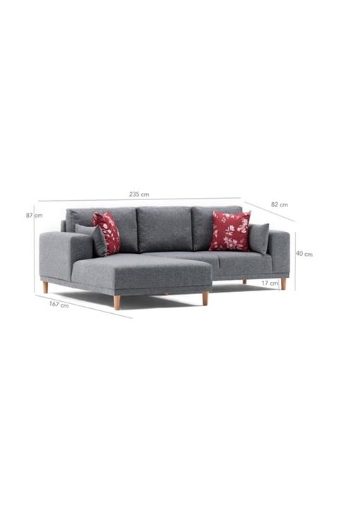 Evdebiz Franz Serisi Köşe Koltuk Gri Sol