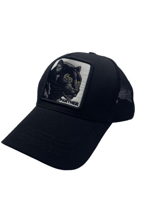 Orçun Özkarlıklı Siyah Panter Figürlü Fileli Şapka