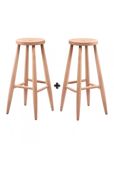 Masif Art Masifart Cinis Kırlangıç Bar Taburesi 2 Li Cilasız Ham Ahşap 4634