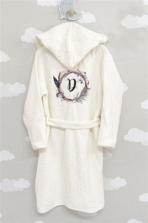 Tuğba Kuğu 4 Kat Müslin Bornoz - Harf Serisi - D Harfi