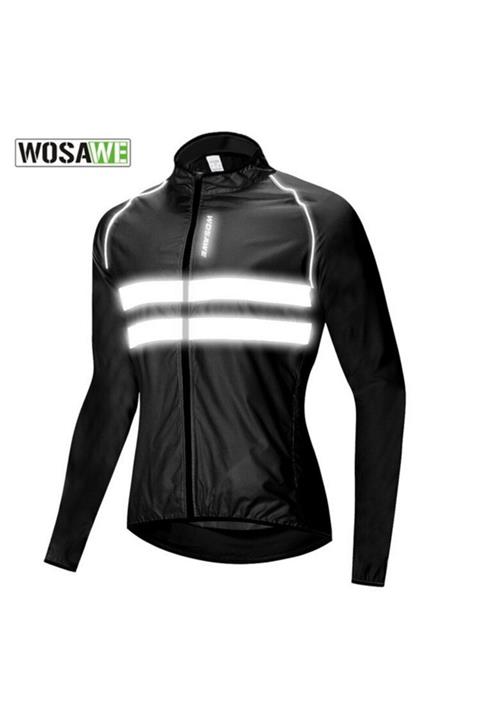 WOSAWE Ultralight Fosfor Yansıtıcı Gece Koruma Su Geçirmez Bisiklet Erkek Yağmurluk - Erkek Rüzgarlık
