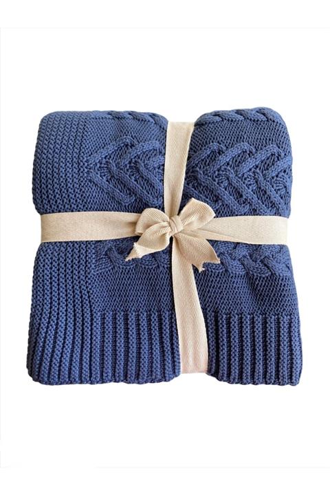 Betires Home Örgü Koltuk Şalı Indigo