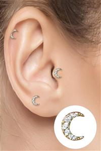 Salyangoz Company Cerrahi Çelik Kıkırdak Helix Tragus Piercing Ay Figürlü Gold Renk(1 Adet) Aygld02