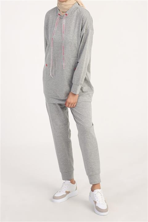 ALLDAY Gri Melanj Neon Kordonlu Eşofman Takımı