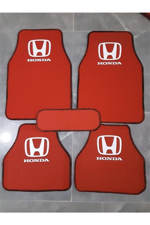Universal Honda Civic Logolu Kırmızı Çift Katlı Halı Paspas Seti