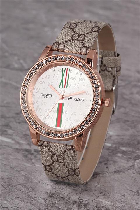 Polo55 Plkk013r05 Kadın Saat Roma Rakamlı Taşlı Kadran Deri Kordon