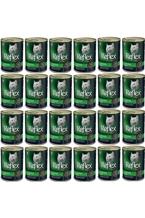 Reflex Plus Tavuklu Et Parçacıklı Yetişkin Kedi Konservesi 400 gr 24 Adet