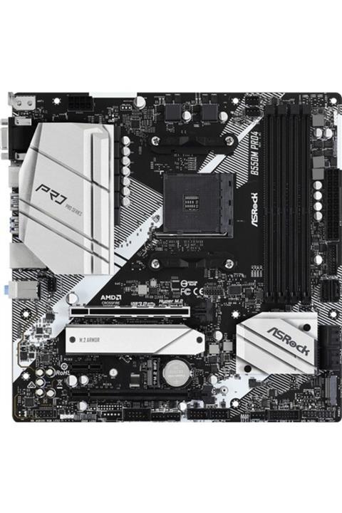 ASROCK B550m Pro4 Am4 Ddr4 4733mhz+ Hdmı Dp Vga M.2 Armor Pcı-e 4.0 Usb3.2 Rgb Argb Matx Anakart