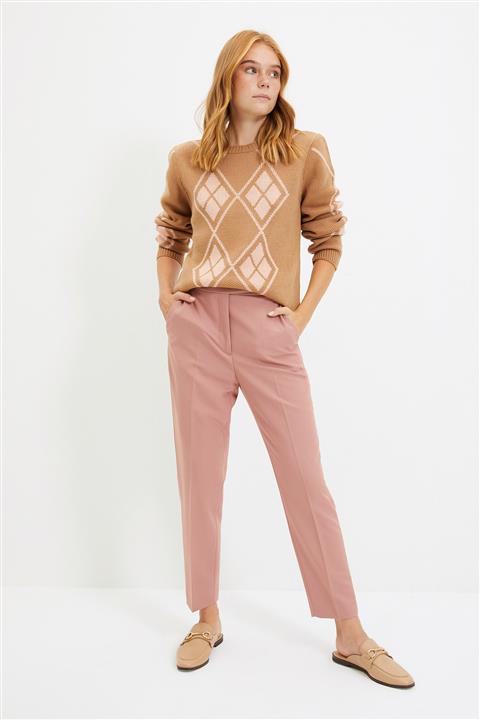 TRENDYOLMİLLA Camel Jakarlı Triko Kazak TWOAW22KZ2086