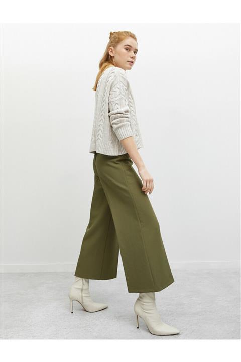 Koton Kadın Fermuar Detaylı Yeşil Pantolon