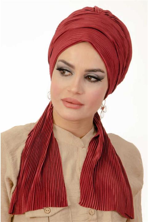 Aişe tesettür Bordo Pilise Atkılı Bone