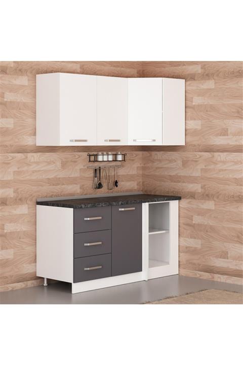 Minar 155 cm Köşe Mutfak Dolabı Beyaz/antrasit K155-a2