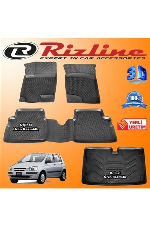 Rizline Hyundai Getz 3d Paspas + 3d Bagaj Havuzu 2002-2011 Arası Siyah Set