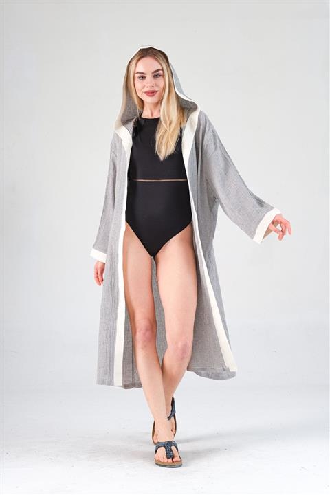 Shile Design Pamuk Ipliğinden Şile Bezi Mercan Kapüşonlu