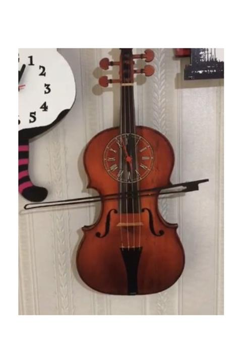 Bade Keman Görselli Hareketli Duvar Saati