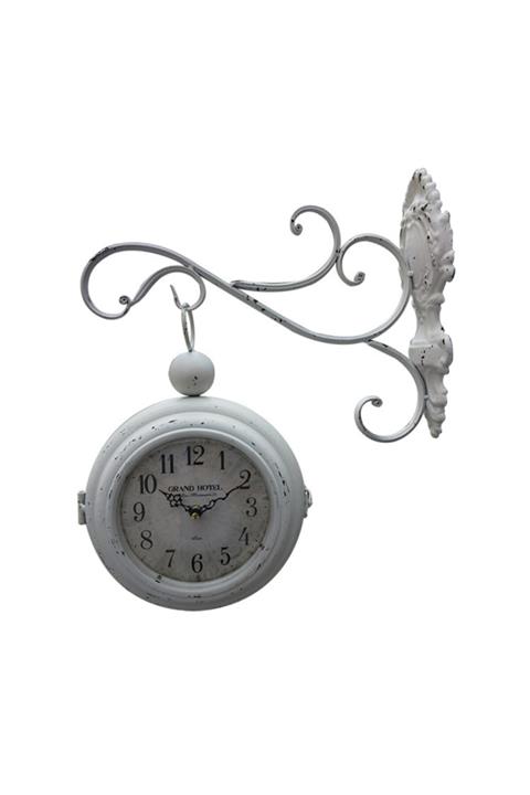 Platin Saat Çift Taraflı Istasyon Duvar Saati