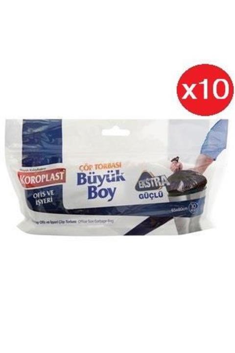 Koroplast Ekstra Güçlü Büyük Çöp Torbası 10'lu X 10 Paket
