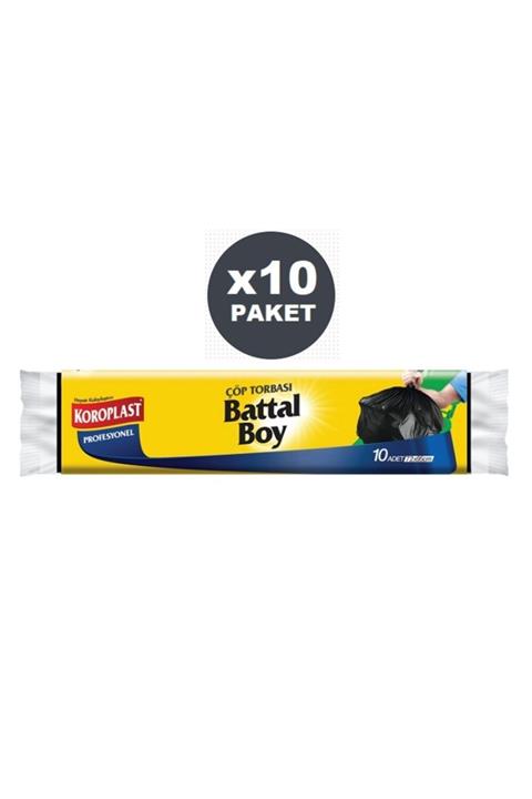 Koroplast Profesyonel Battal Boy Siyah Çöp Torbası 10'lu X10 Paket (72x95cm)