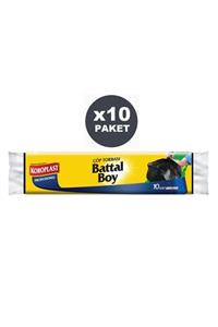 Koroplast Profesyonel Battal Boy Siyah Çöp Torbası 10'lu X10 Paket (72x95cm)