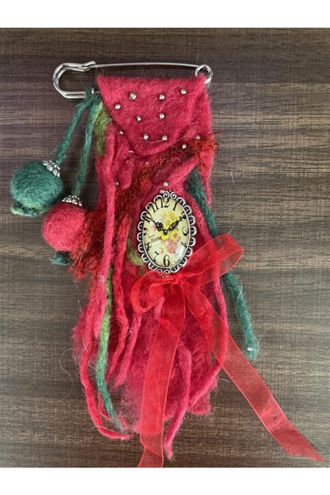 feltistanbul Doğal Keçe Kırmızı Broş