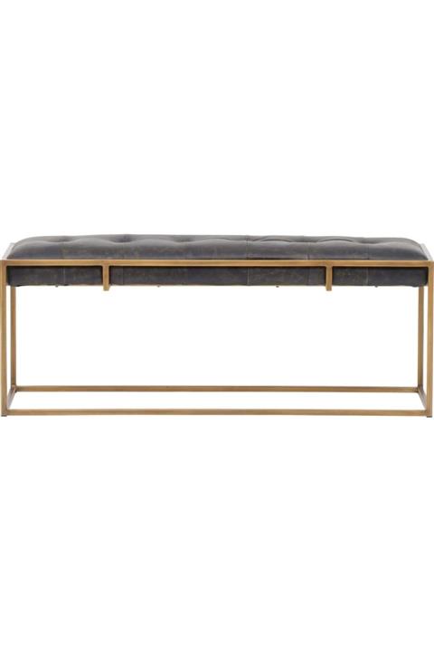 Passion Suni Deri Metal Ayaklı Yatak Ucu Oturma Bankı Makyaj Oturağı Antrasit Gri Puf Bench