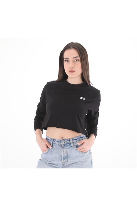 Vans 0a4ouqblk1-r Junıor V Ls Crop Kadın T-shirt Siyah