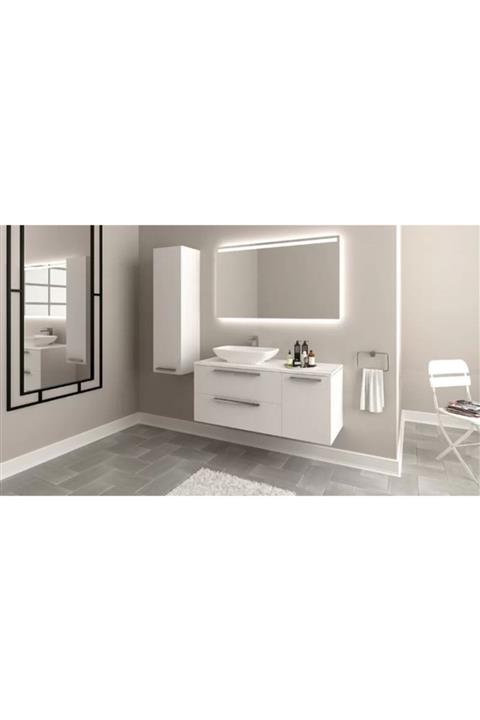 Obenimki Bagnotti Crux Glossmax Parlak Beyaz Banyo Dolabı (100 Cm.)