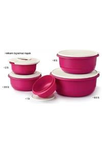 Tupperware Fuşya Mega Miksim Set Özel Kapak  5 li