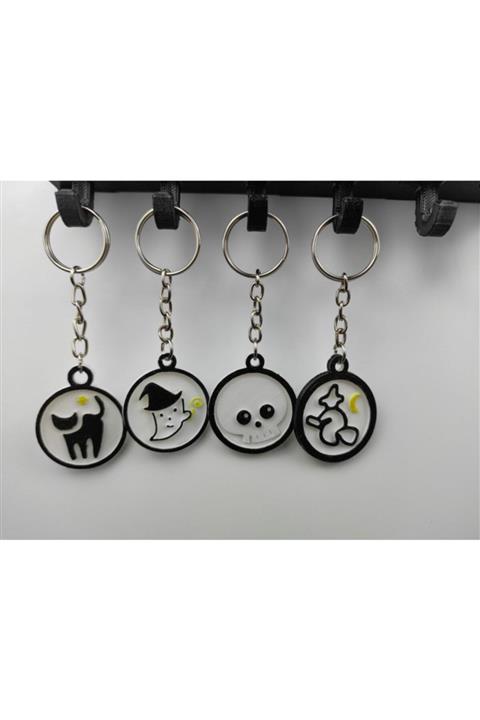 PHENAART Kedi Cadı Hayalet Iskelet 4lü Set Anahtarlık Ve Çanta Süsü