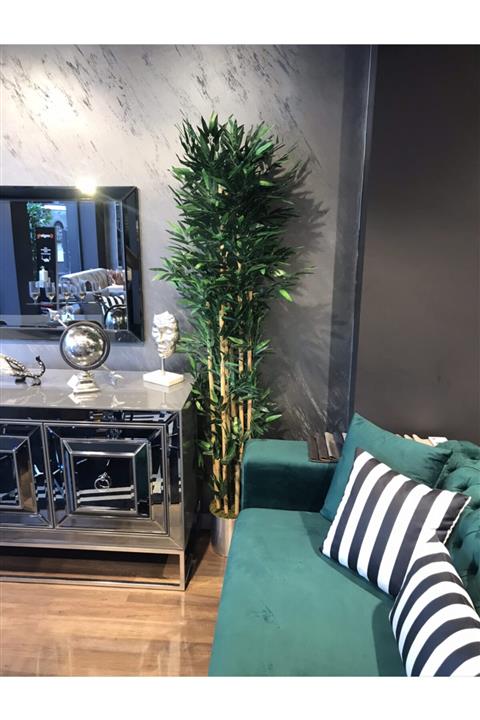 cicekhomedekor Yapay Bambu Ağacı Metal Saksıda