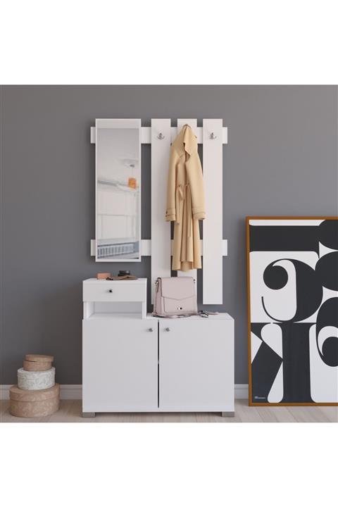 EFSER MOBİLYA -vestiyer Orkide Portmanto Takımı - Beyaz