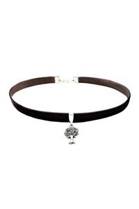 Bijustore Kahverengi Kadife Aşk Düğümü Choker Kolye