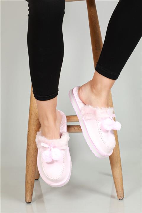 CARLA BELLA Ev Içi Ponponlu Rahat Tüylü Pembe Kadın Terlik Ty-poppy