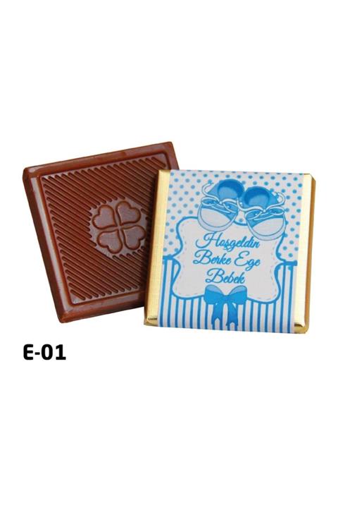 Melodi Çikolata Isimli Bebek Çikolatası Erkek Bebek Mavi 48 Adet