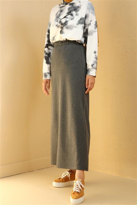 ALLDAY Antrasit Lastikli Basic Örme Etek