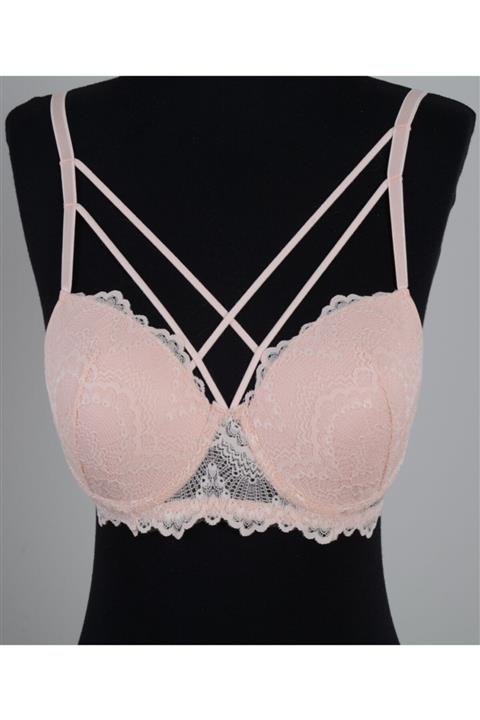 Top Step Kadın Somon Rengi Desteksiz Kaplı Çapraz Sütyen