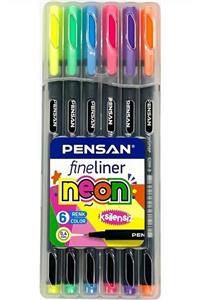 Pensan 6300 Fineliner 0.4 Mm Keçe Uçlu Kalem 6 Neon Renk Set