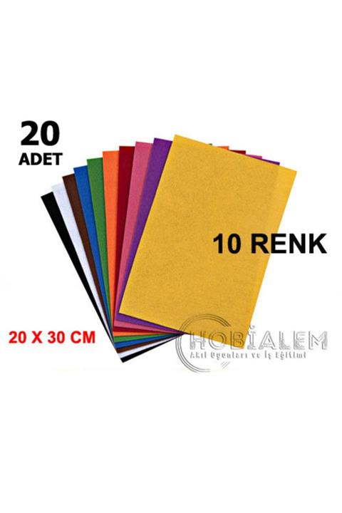 Hobialem 20 Adet, Keçe, A4 Boyutunda, 10 Renk, Hobi Keçesi, Okul El Işi